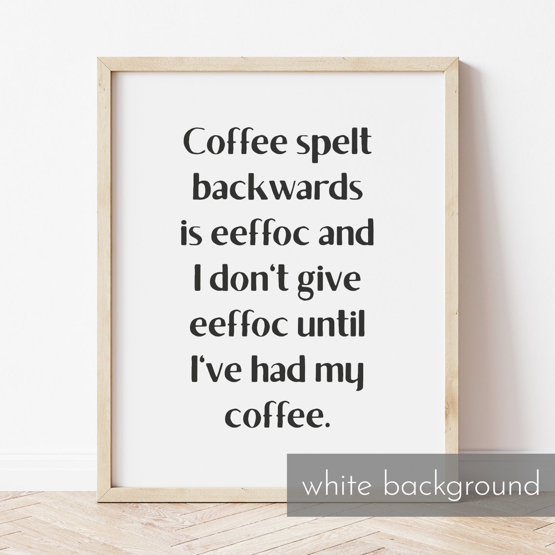 Funny Coffee Spelt Backwards Eeffoc Minimalist Typography Poster - Image 3