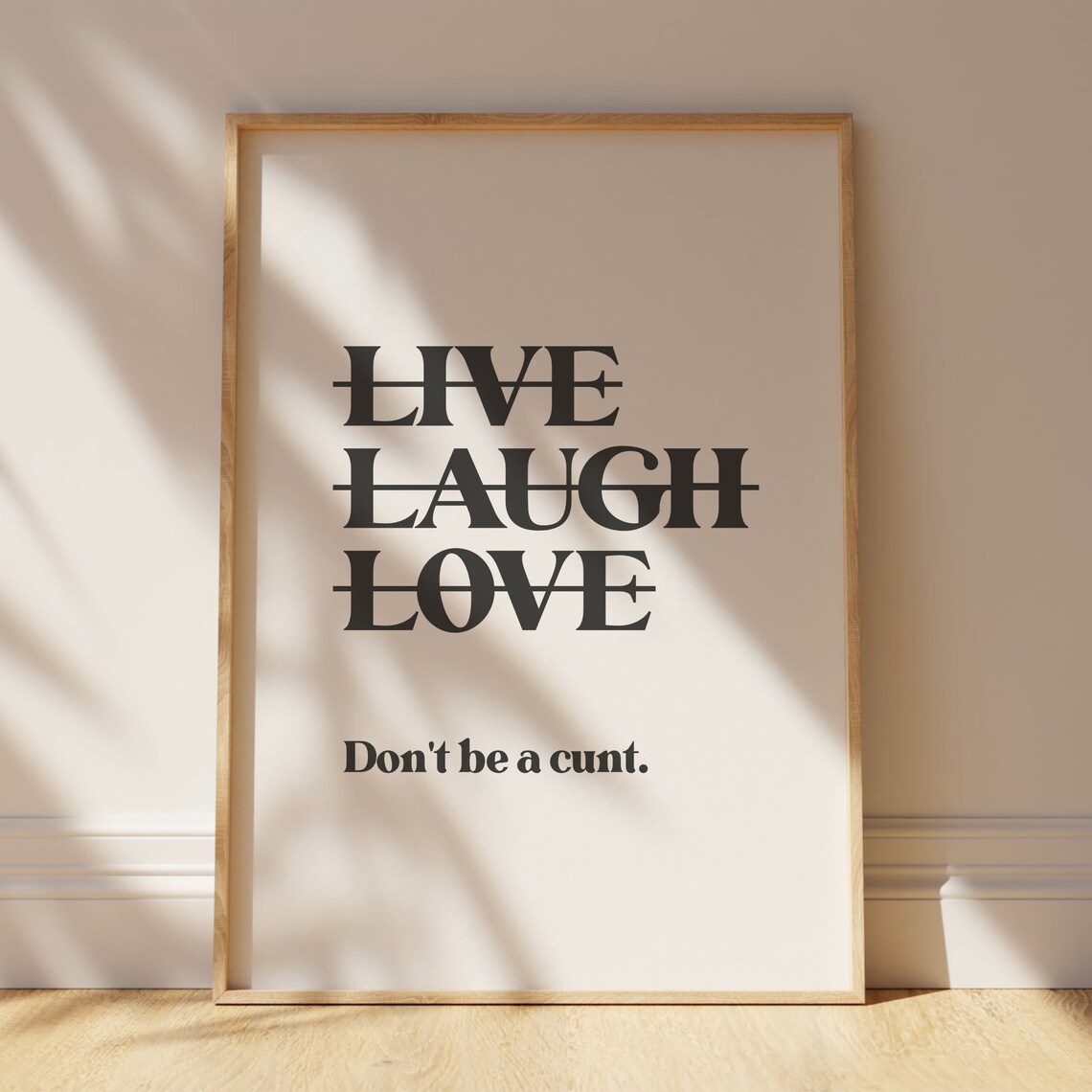 Live Laugh Love Funny Rude Typography Art Print - Image 3
