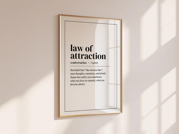 Law Of Attraction Definition Home Office Gallery Wall Art Decor Spirituality Manifestation Poster Inspirational Quote