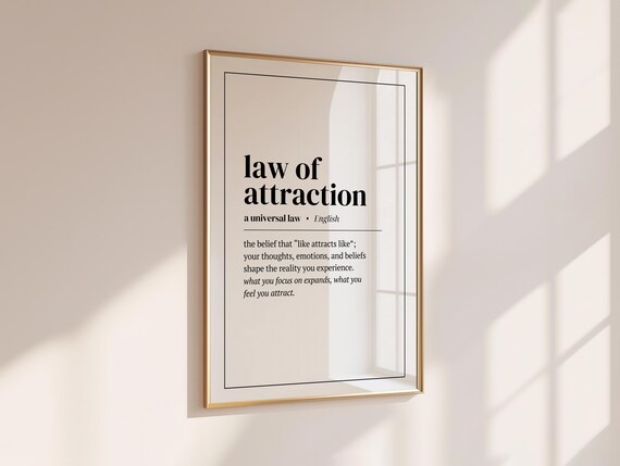 Law Of Attraction Definition Minimalist Word Art Mindset Poster