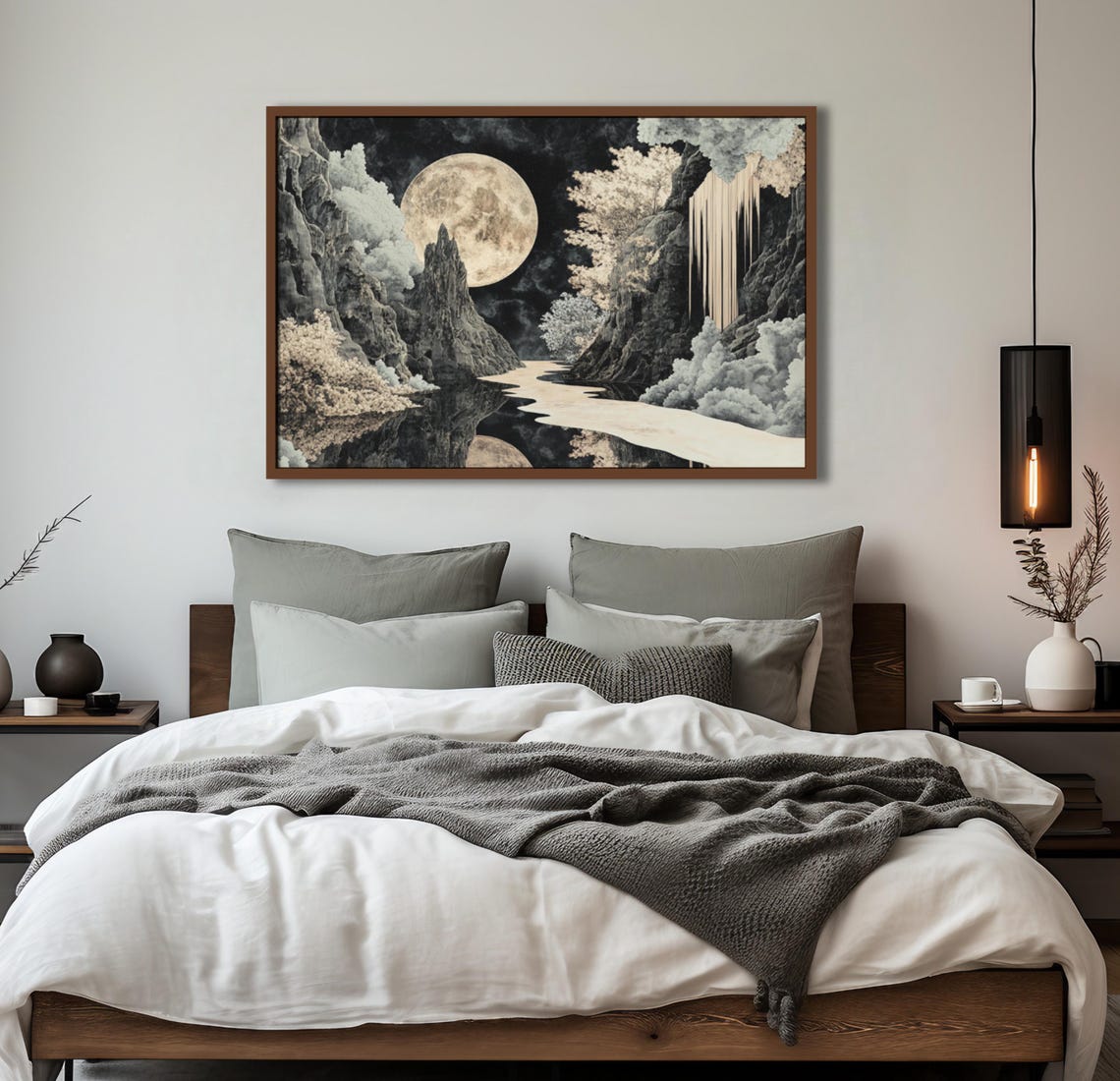 Full Moon Black Canyon Golden River Night Moody Landscape Poster - Image 3
