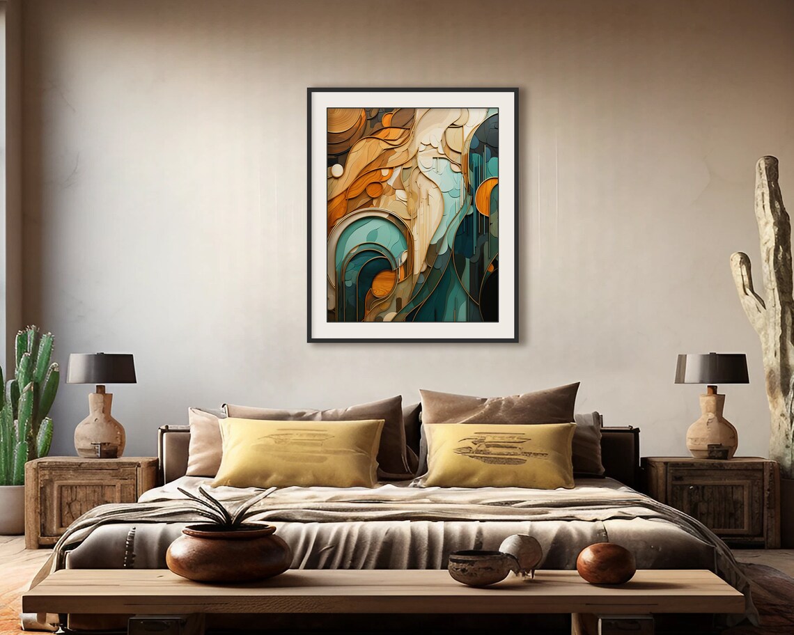 Boho Wood Shapes Art Print, Earth Tone Wall Decor - Image 3