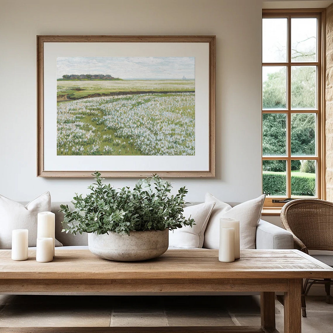Summer Meadow Landscape Oil Painting Vintage Wall Art Country Home Print Farmhouse Decor Nature Wildflowers - Image 4