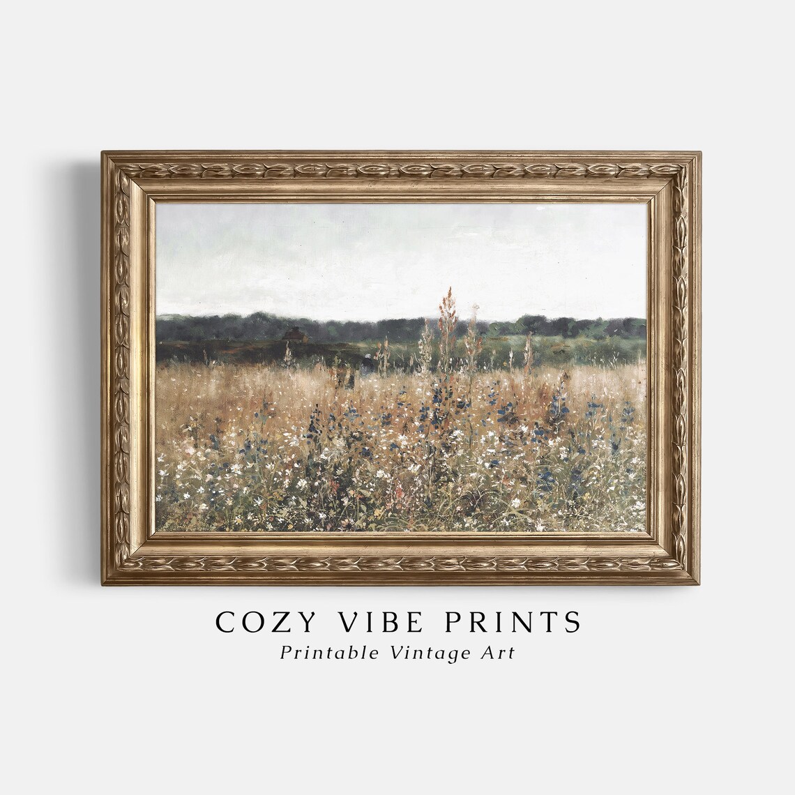 Vintage Wildflower Meadow Painting Tall Grasses Field Art Poster - Image 3