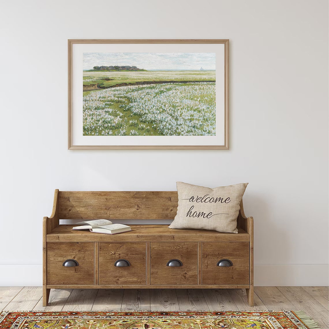 Summer Meadow Landscape Oil Painting Vintage Wall Art Country Home Print Farmhouse Decor Nature Wildflowers - Image 3