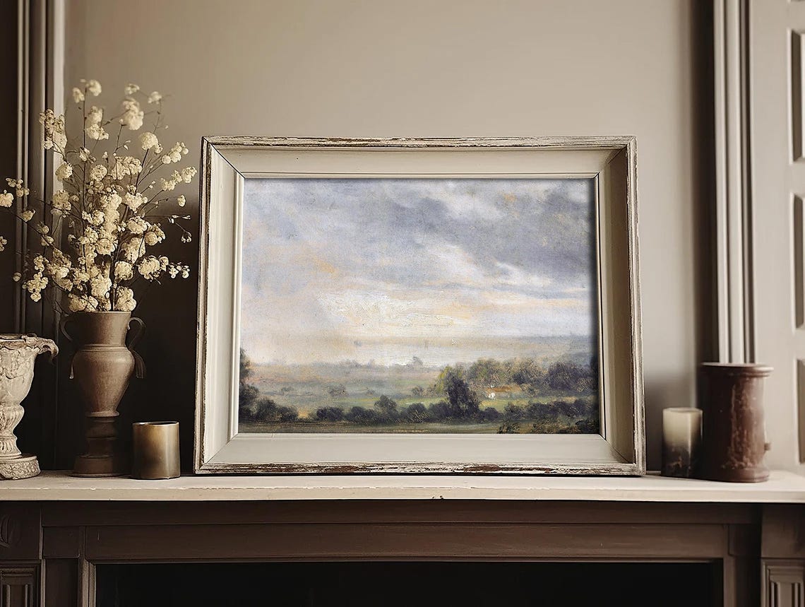 Moody Cloudy Sky Rolling Hills Vintage Atmospheric Landscape Poster - Image 3