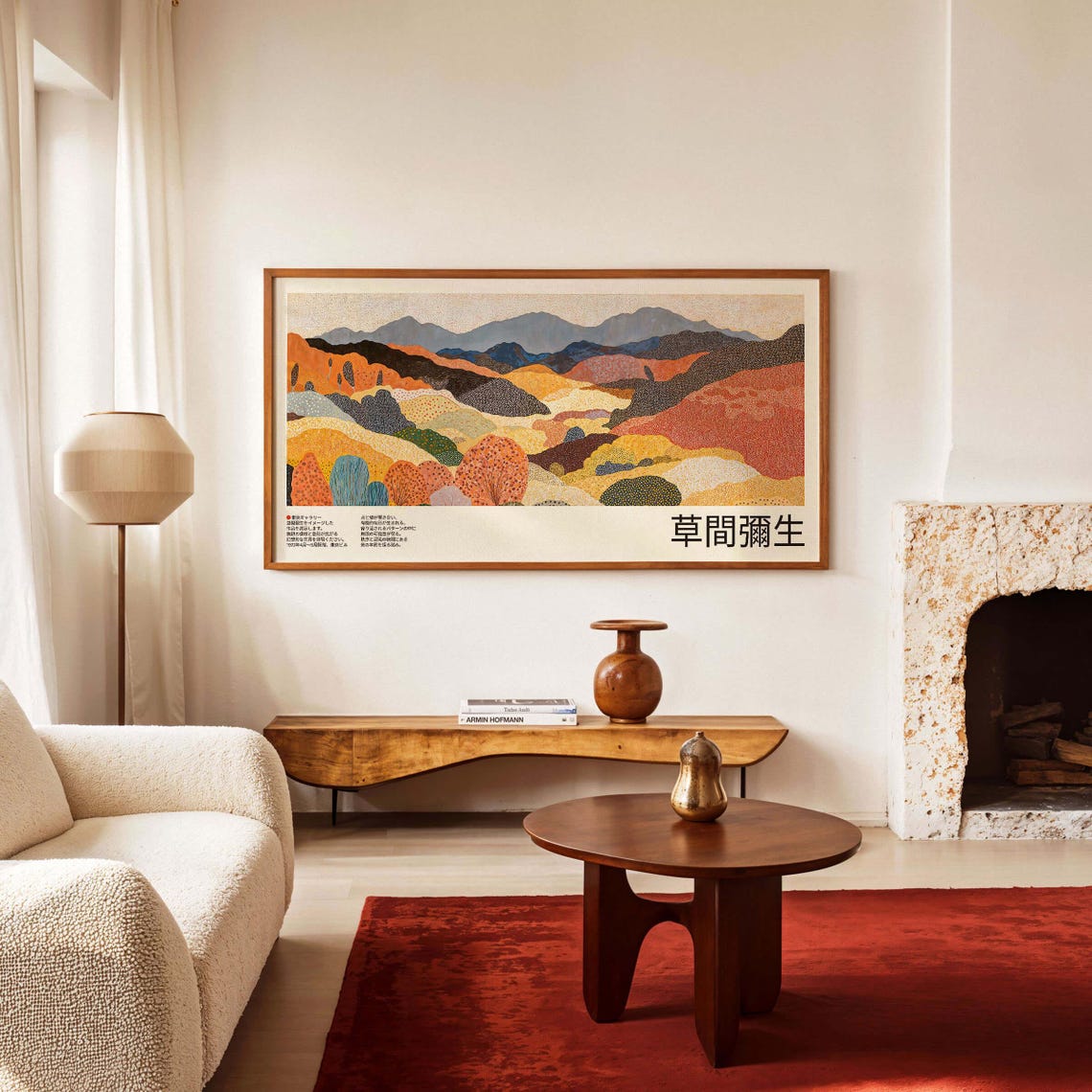 Kusama Inspired Panoramic Autumn Mountain Valley Exhibition Poster - Image 3