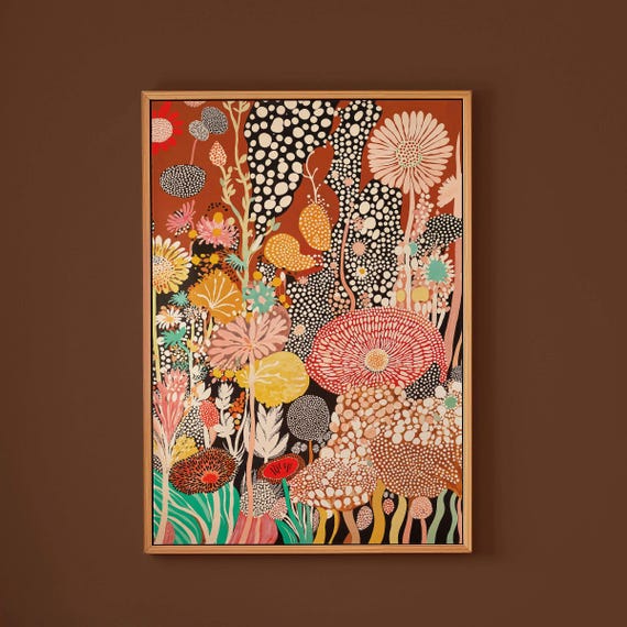 Yayoi Kusama-Inspired Mid Century Polka Floral Poster
