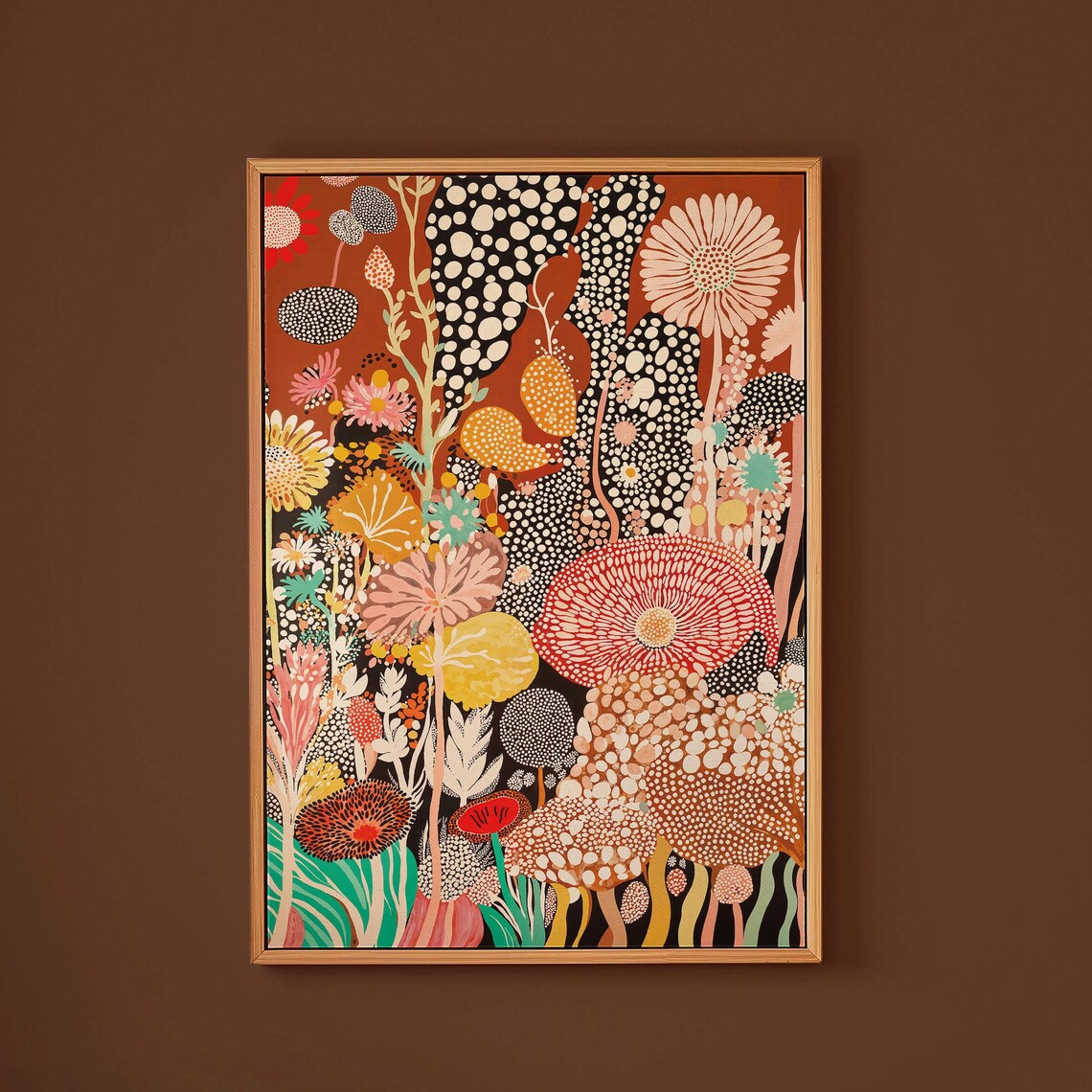 Yayoi Kusama-Inspired Mid Century Polka Floral Poster