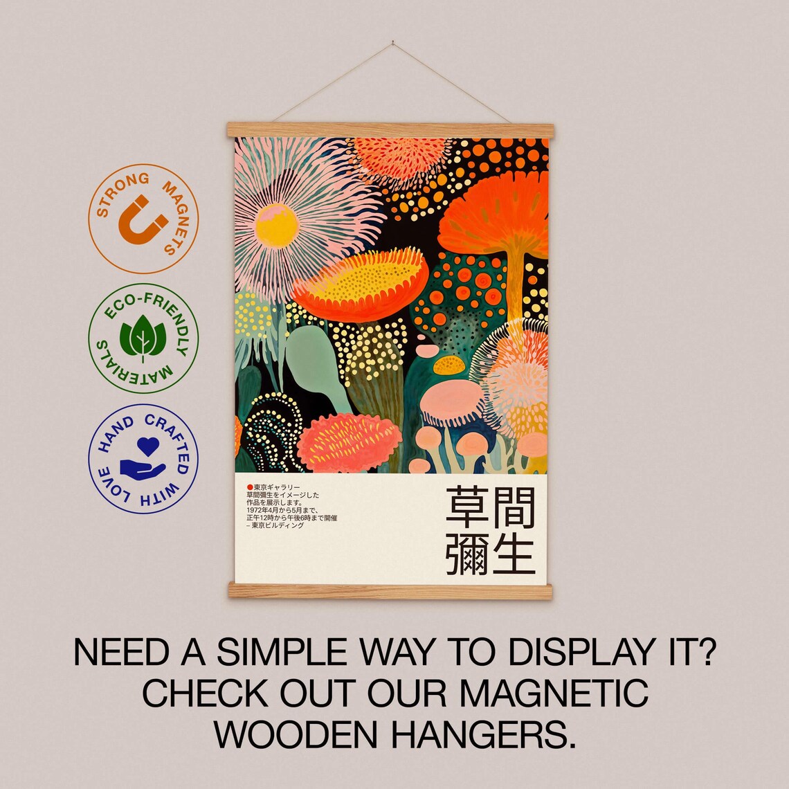 Kusama-Inspired Abstract Botanical Art Print, Japandi - Image 2