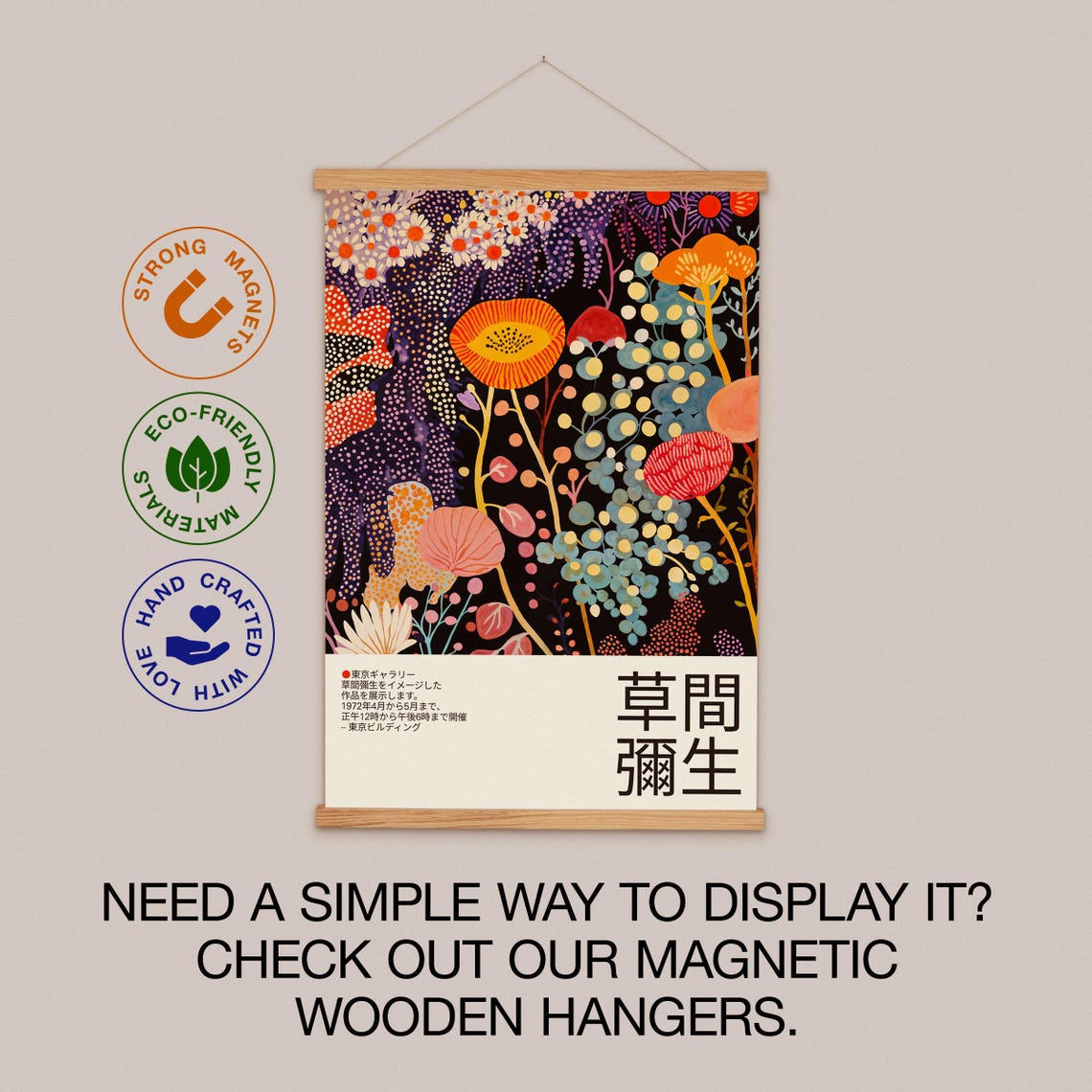 Yayoi Kusama Inspired Violet Indigo Dark Night Flower Poster - Image 2