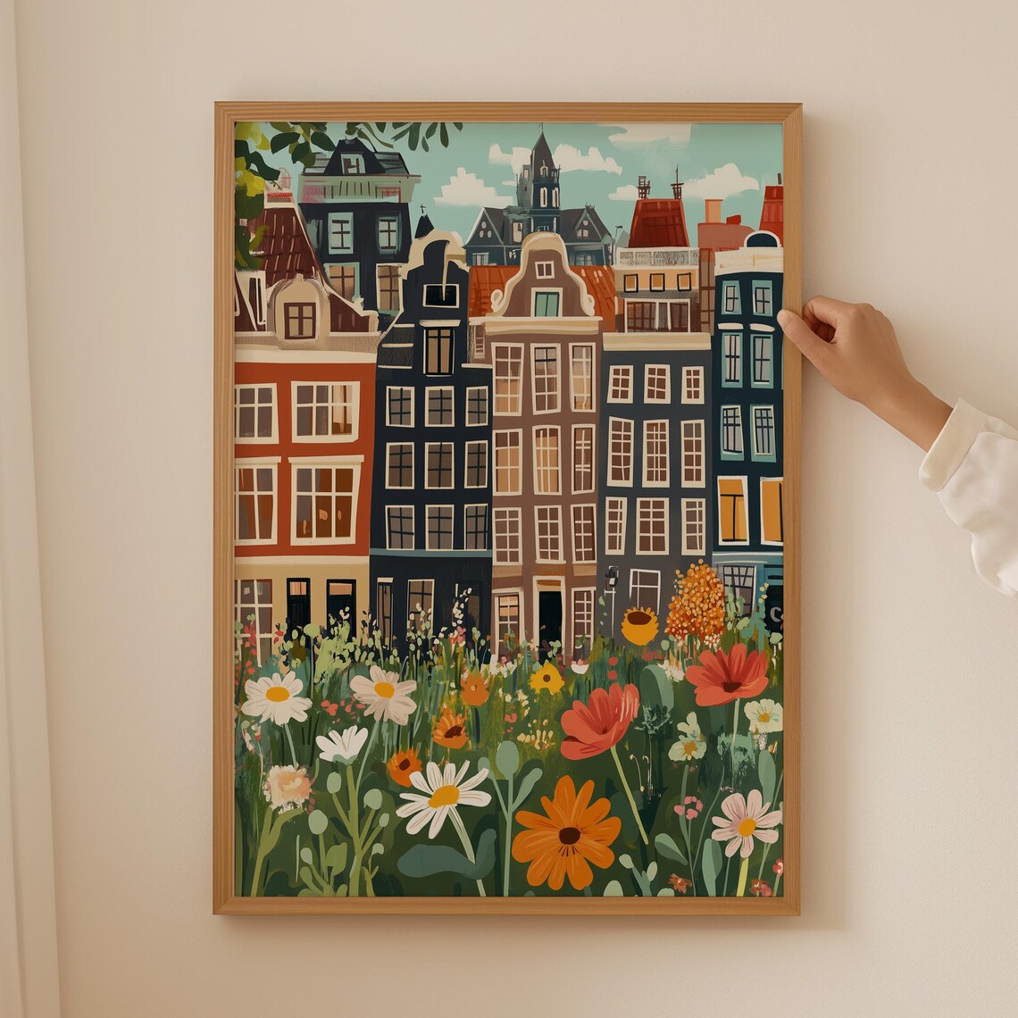 Flower Market Amsterdam Poster, Botanical Kitchen Art