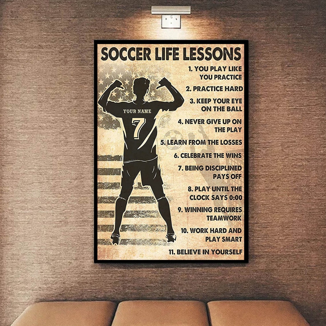 Soccer Life Lessons Player Silhouette Training Quotes Poster - Image 3