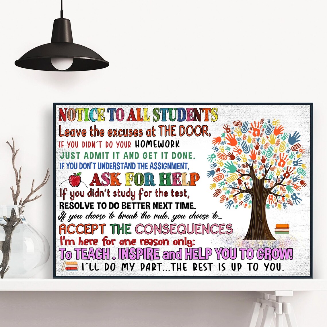 Notice to All Students Leave Excuses at the Door Classroom Poster - Image 4