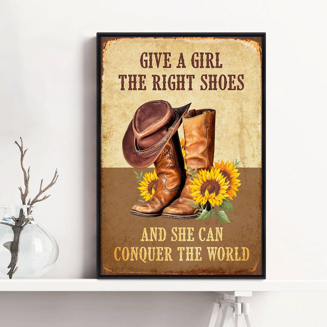 Cowgirl Poster She Can Conquer The World Country Western Southern Wall Art Home Decor For Cowgirl Wife Women - Image 2