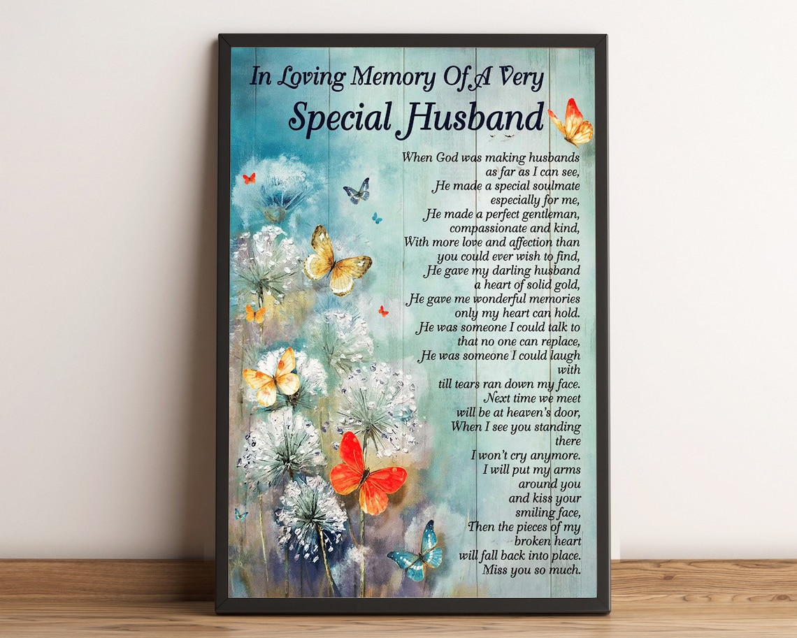 In Loving Memory of a Very Special Husband Memorial Poem Poster