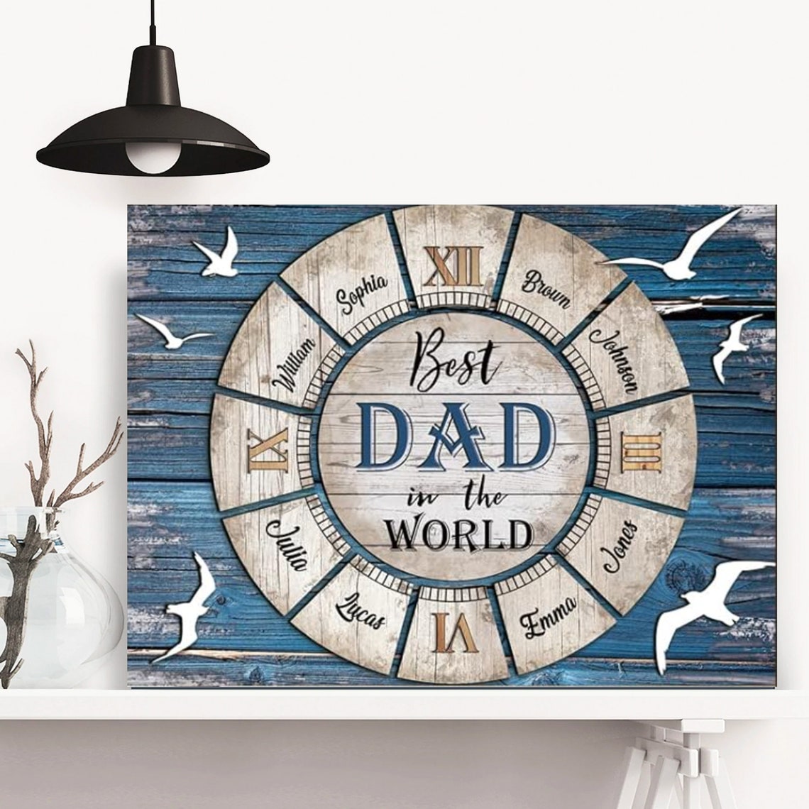 Personalized Best Dad In The World Poster Wall Art Custom Names Gift For Dad From Daughterson Fathers Day Gift - Image 3