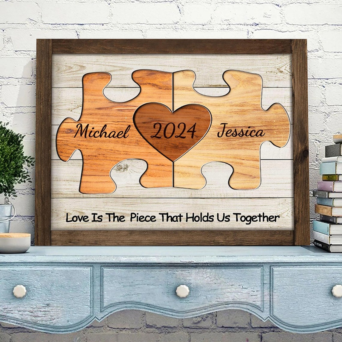 Love Is The Piece That Holds Us Together Walnut Puzzle Couple Poster