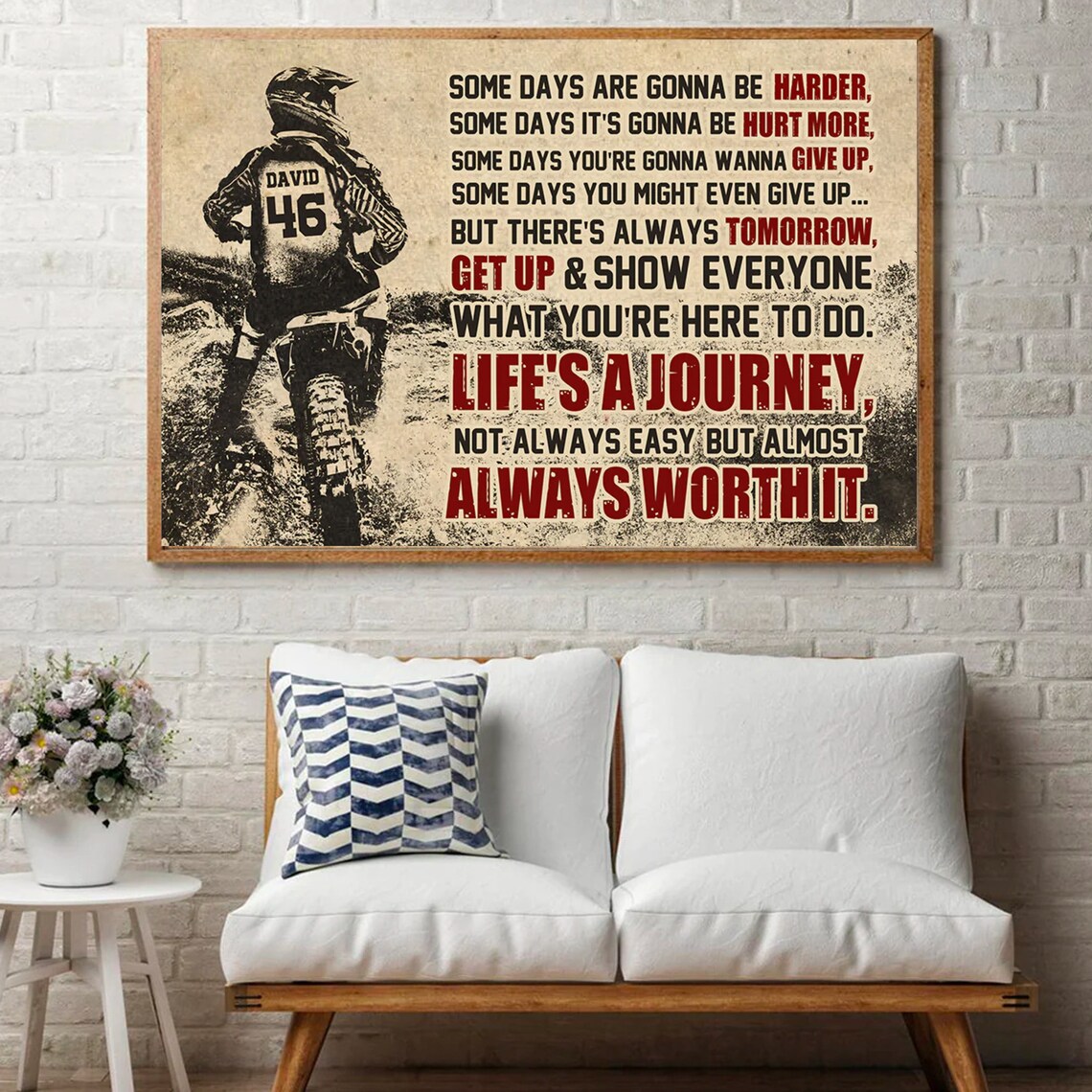 Vintage Motocross Dirt Bike Journey Worth It Inspirational Poster - Image 4