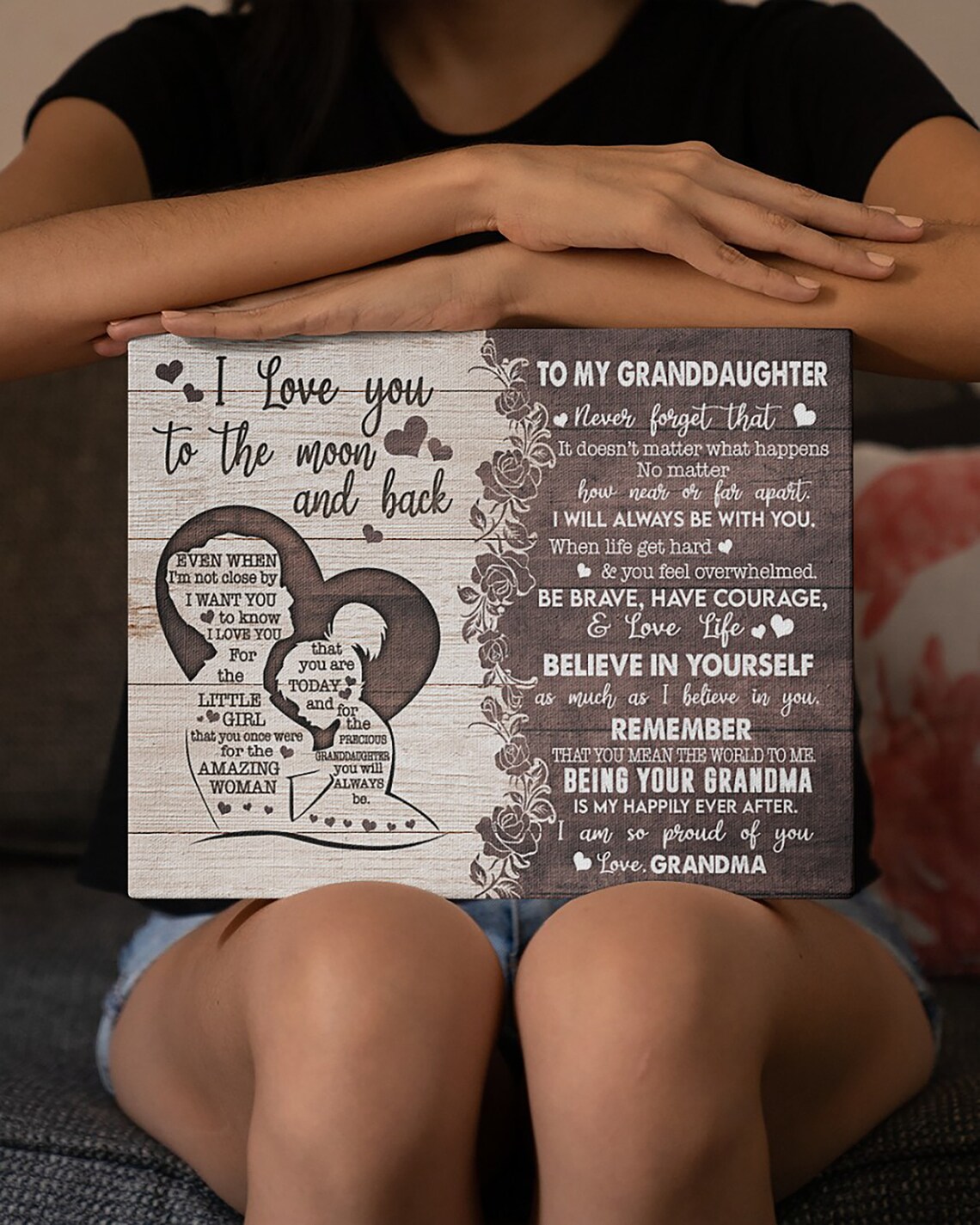 To My Granddaughter Love You To The Moon And Back Gift Poster - Image 4