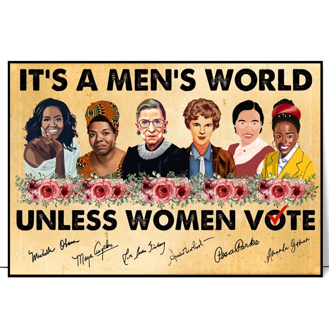 Its A Mens World Unless Women Vote Poster Vintage With Women Names In History Poster Feminism Print Vintage Protest Art Feminist Gifts