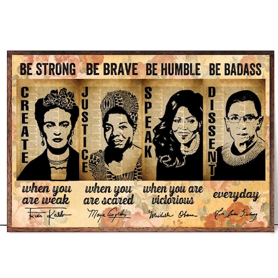 Be Strong Be Brave Be Humble Be Badass Vintage Portrait Poster