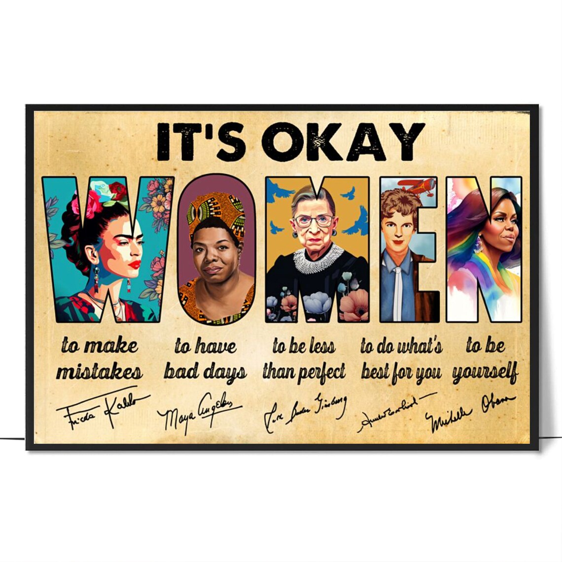 Famous Women Empowerment History Vintage Quotes Feminist Gift Poster