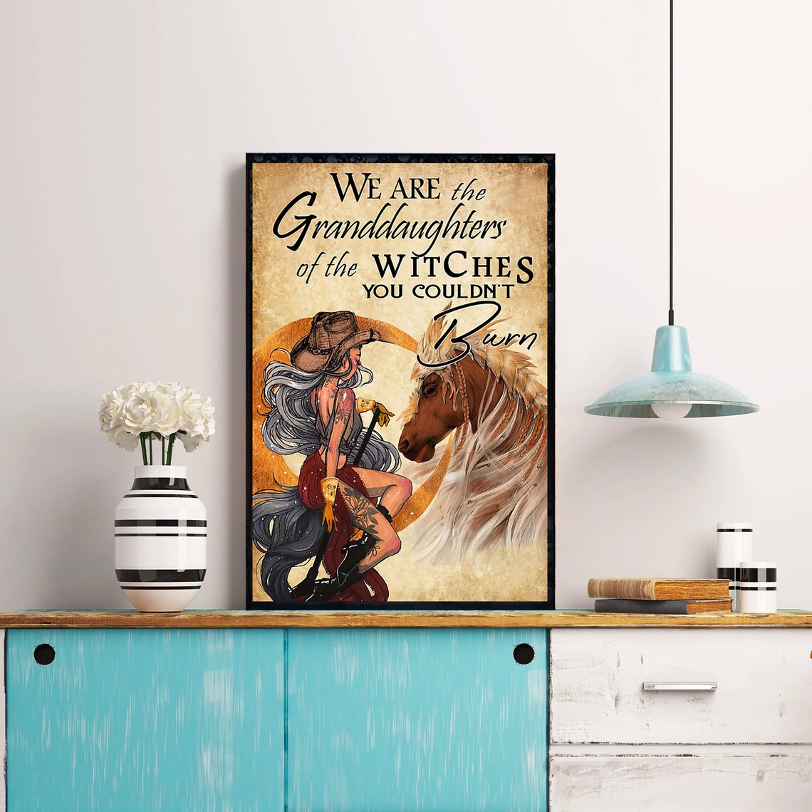 'We Are The Granddaughters Of The Witches' Vintage Cowgirl Poster - Image 3
