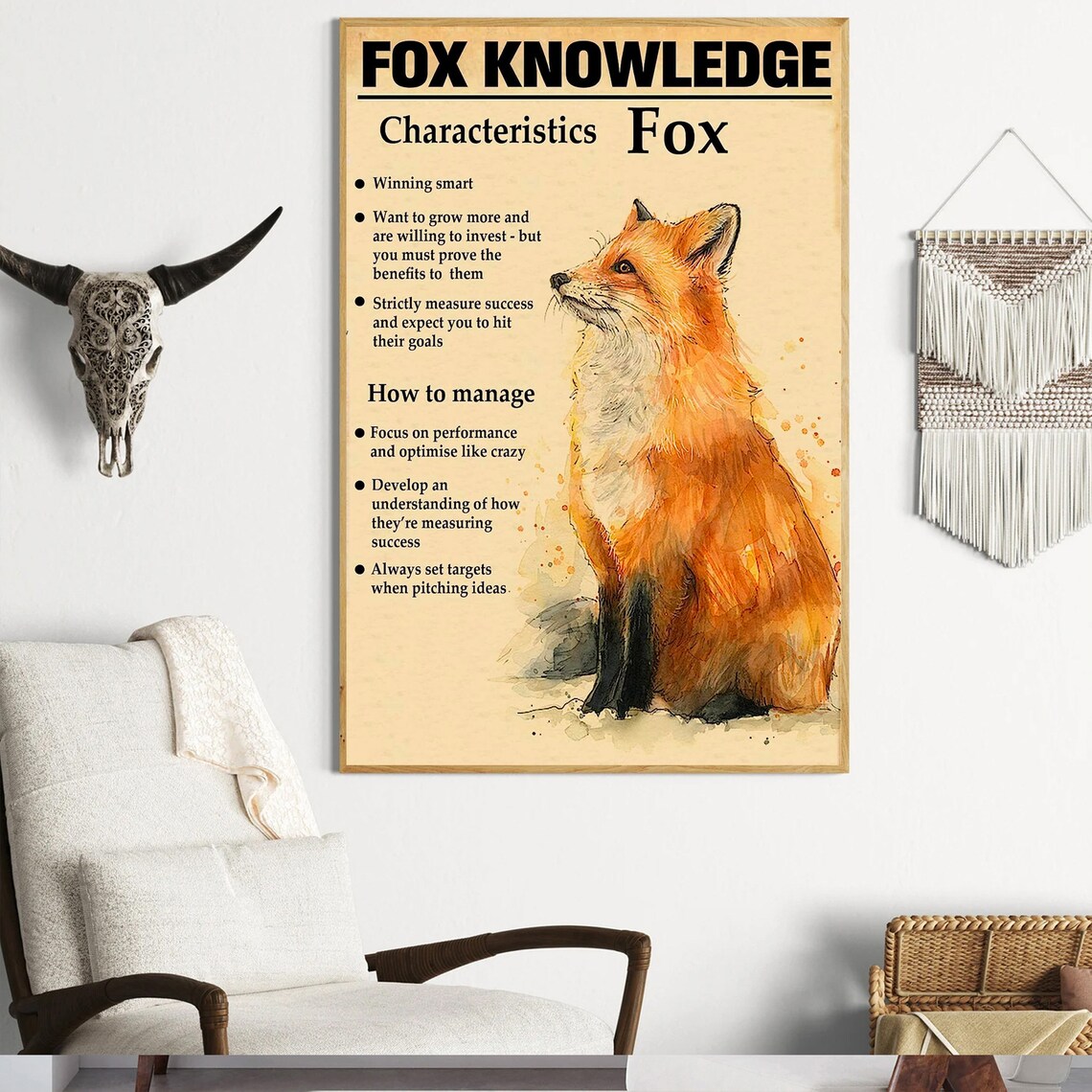 Fox Knowledge Vintage Education Art Print - Image 3