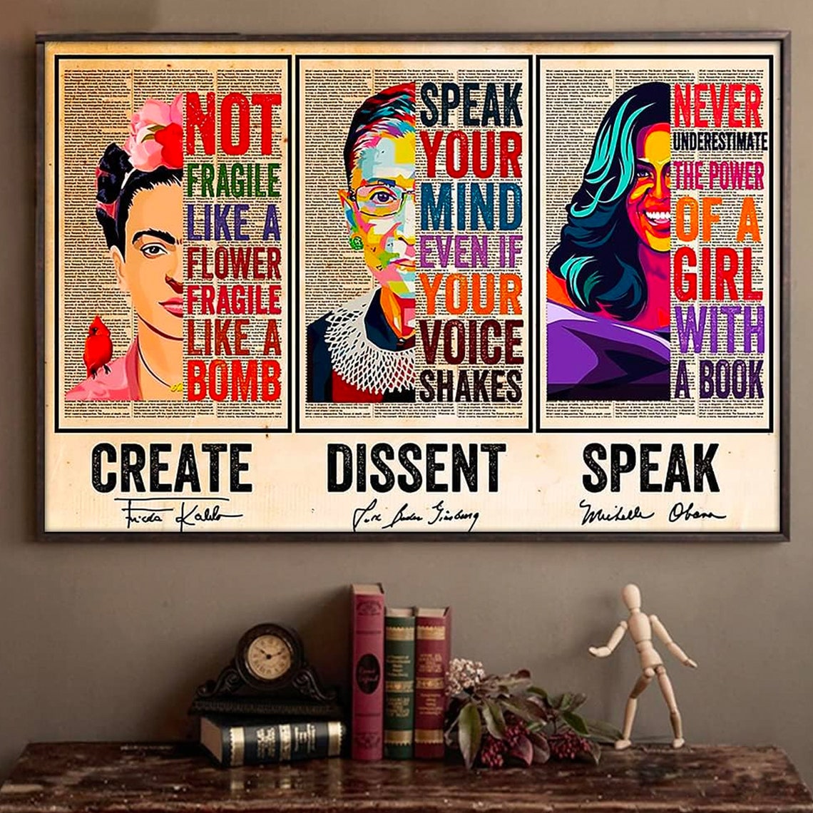 Create Dissent Speak Frida Kahlo RBG Michelle Obama Women Poster - Image 3