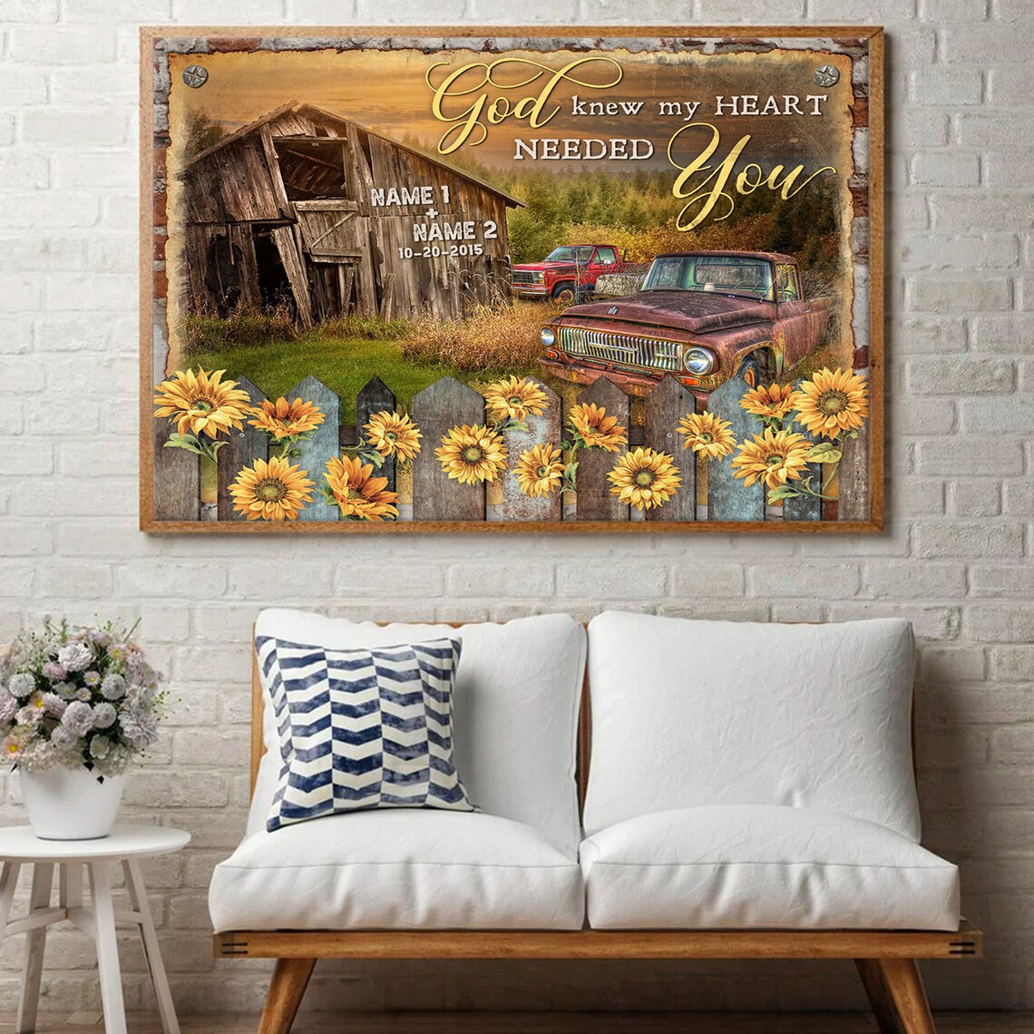 God Knew My Heart Needed You Rustic Barn Sunflower Love Poster - Image 4