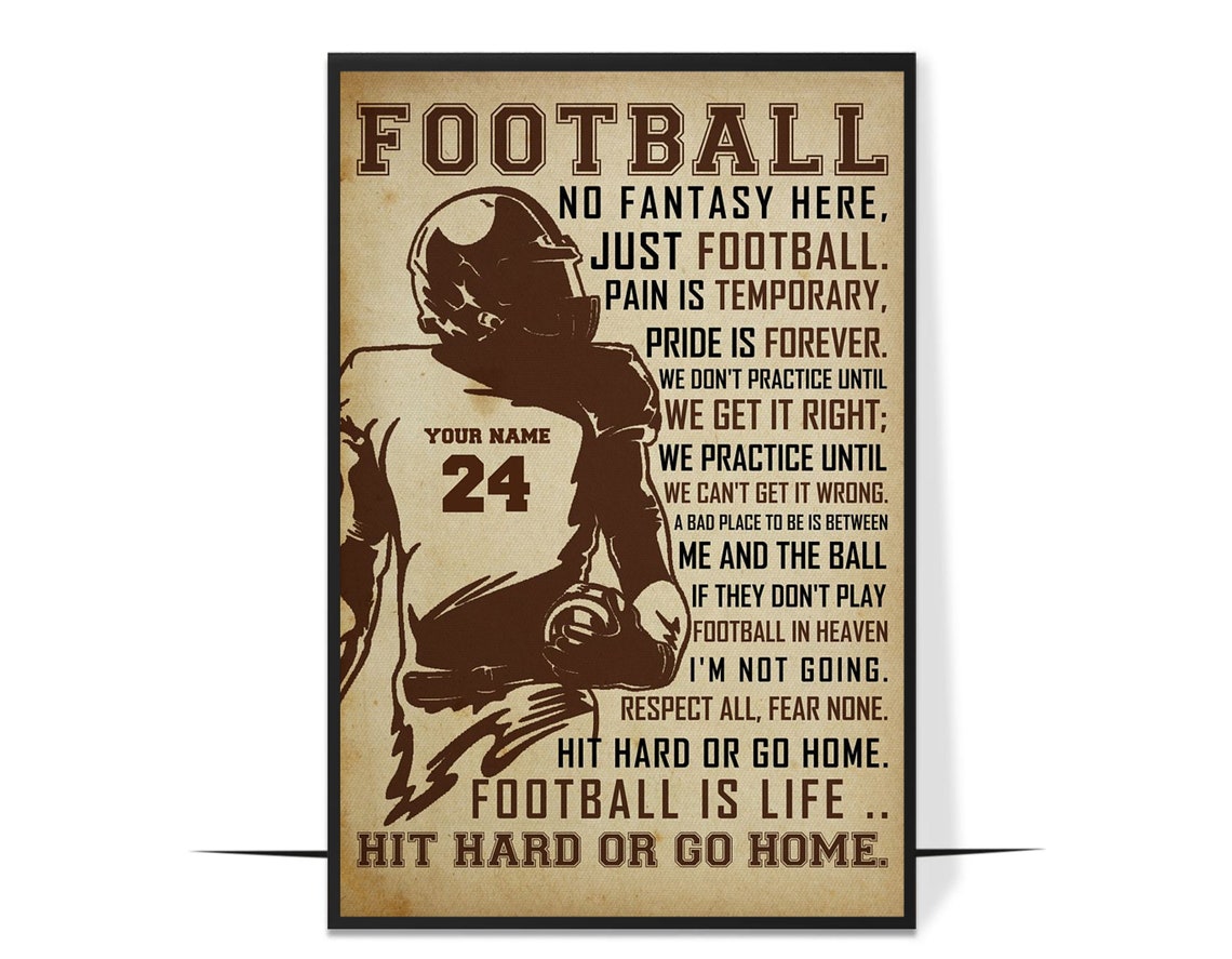 American Football Is Life No Fantasy Here Gridiron Motivation Poster - Image 4