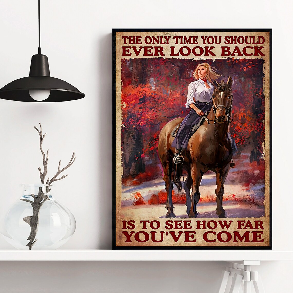 The Only Time You Should Ever Look Back Horse Girl Autumn Poster - Image 4