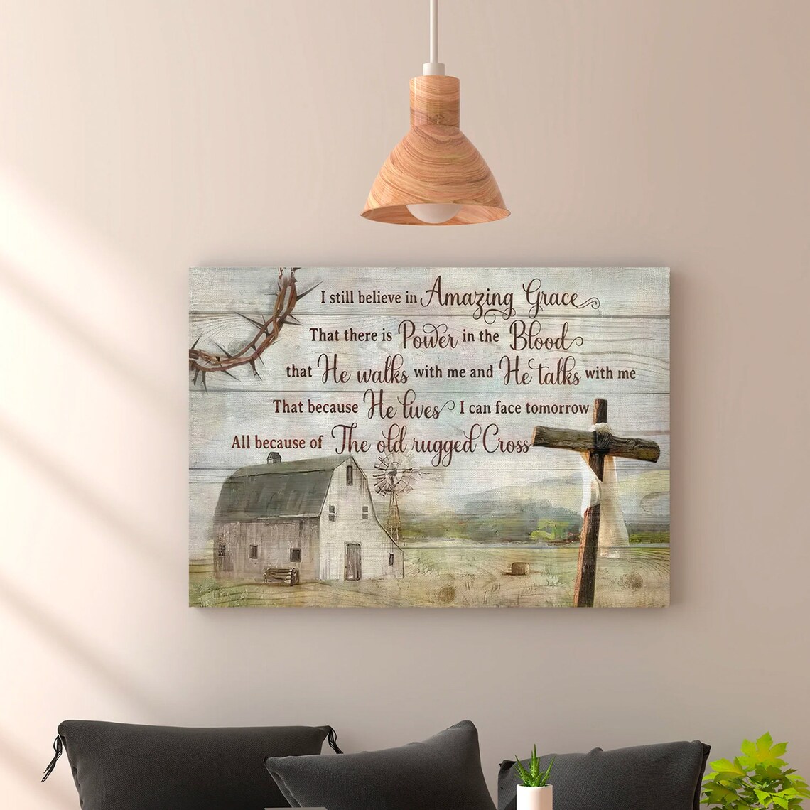 I Still Believe in Amazing Grace Old Rugged Cross Canvas Print - Image 4