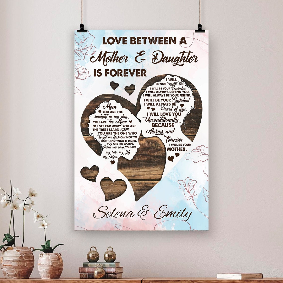 Love Between A Mother And Daughter Is Forever Personalized Mothers Day Framed Canvas Wall Art Poster Gift For Mother Day 2023 - Image 4
