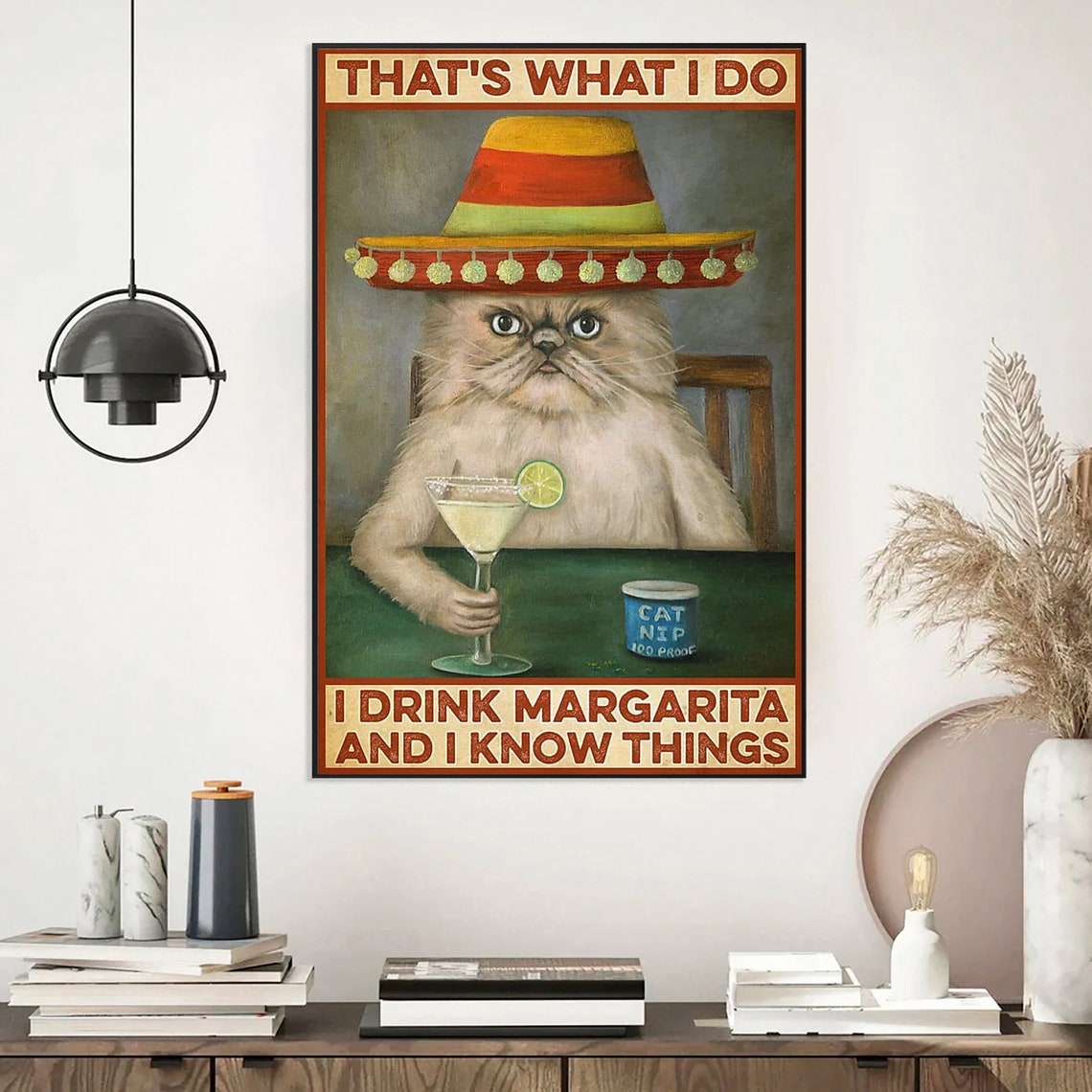 That's What I Do I Drink Margarita and I Know Things Cat Poster - Image 2