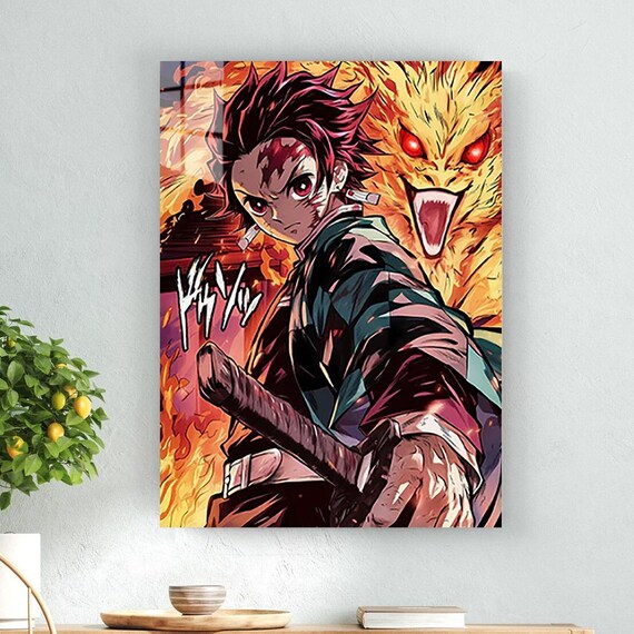 Tanjiro Flame Dragon Spirit Anime Metal Wall Art Japanese Poster Fan Gift