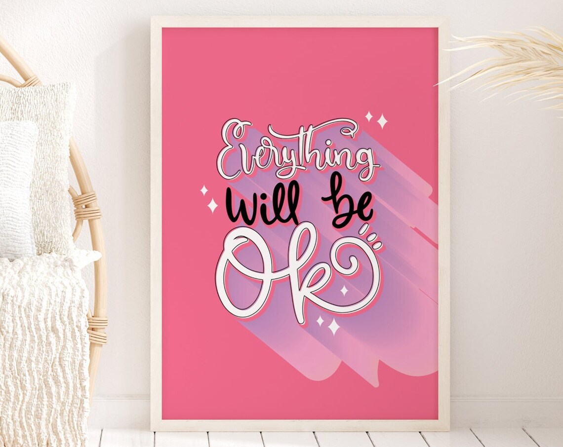 Positive Text Print, Colourful Motivational Art Print