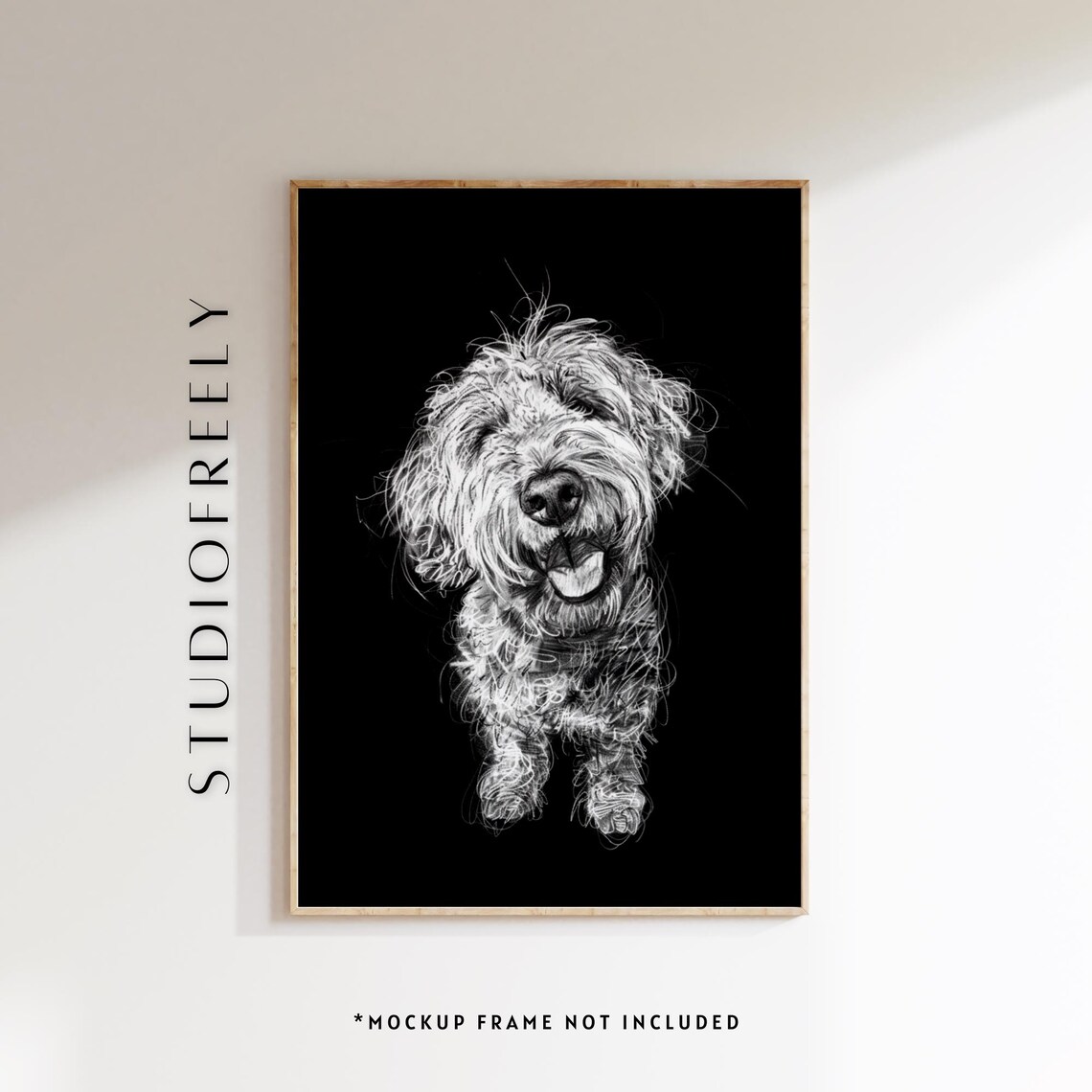 Labradoodle Sketch Art, Minimalist Dog Portrait