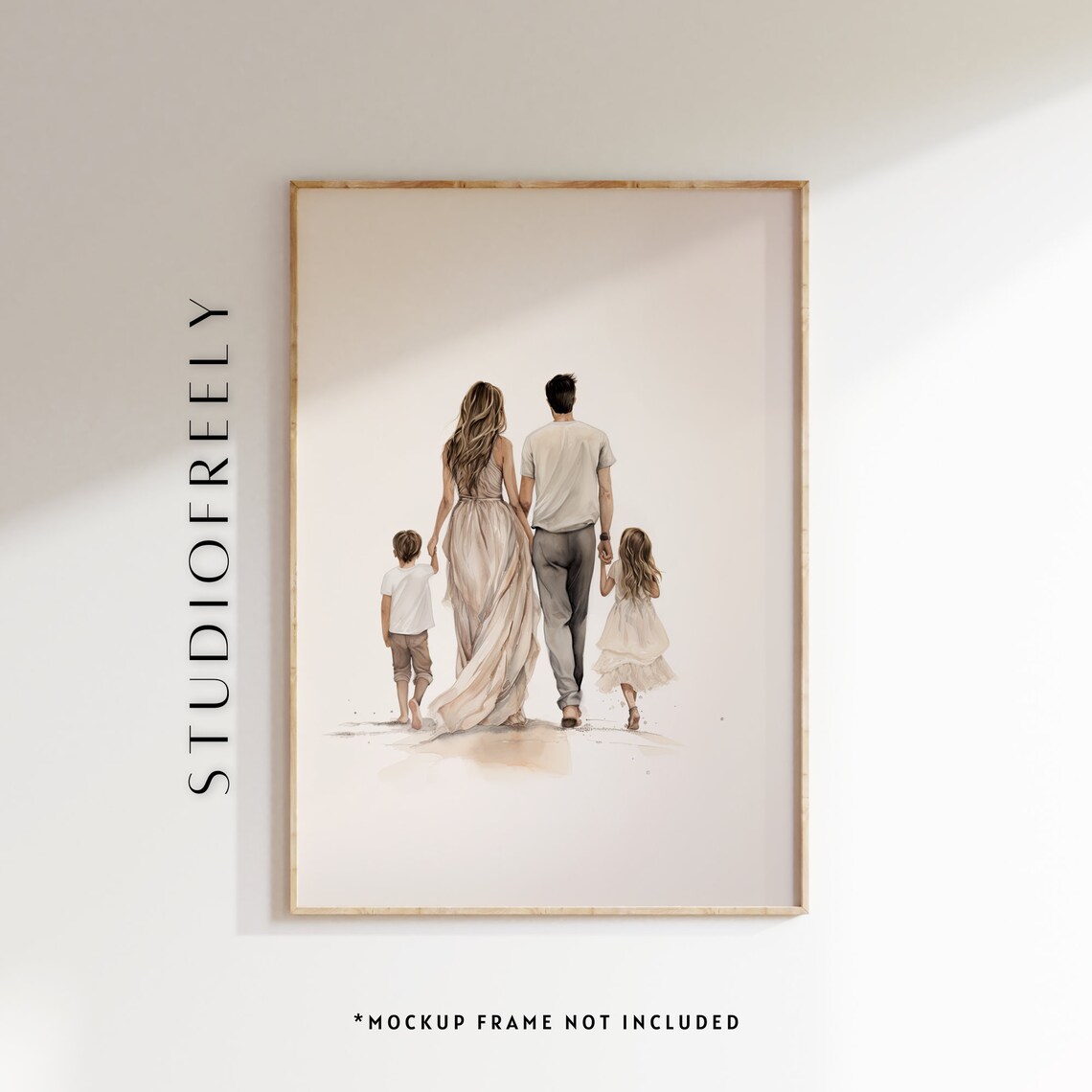 Watercolor Family Art Print, Minimalist Modern Decor