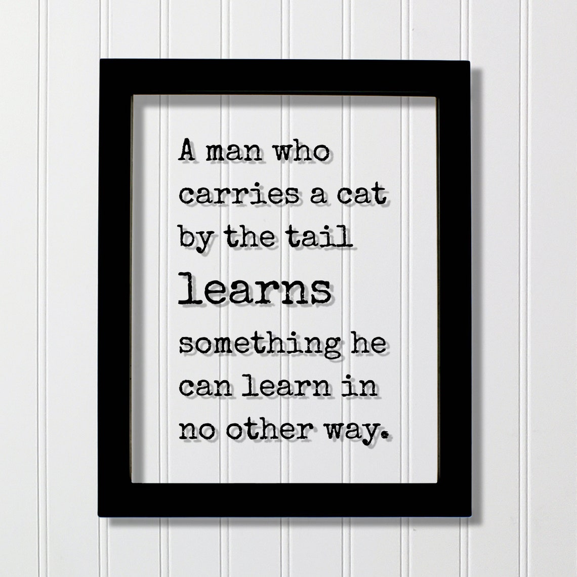 Man Carries Cat By The Tail Funny Learning Quote Frame Poster