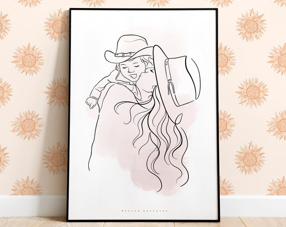 Custom Portrait Drawing From Photo Personalized Line Art Illustration Hand Drawn Gift For Anniversary Wedding Birthday