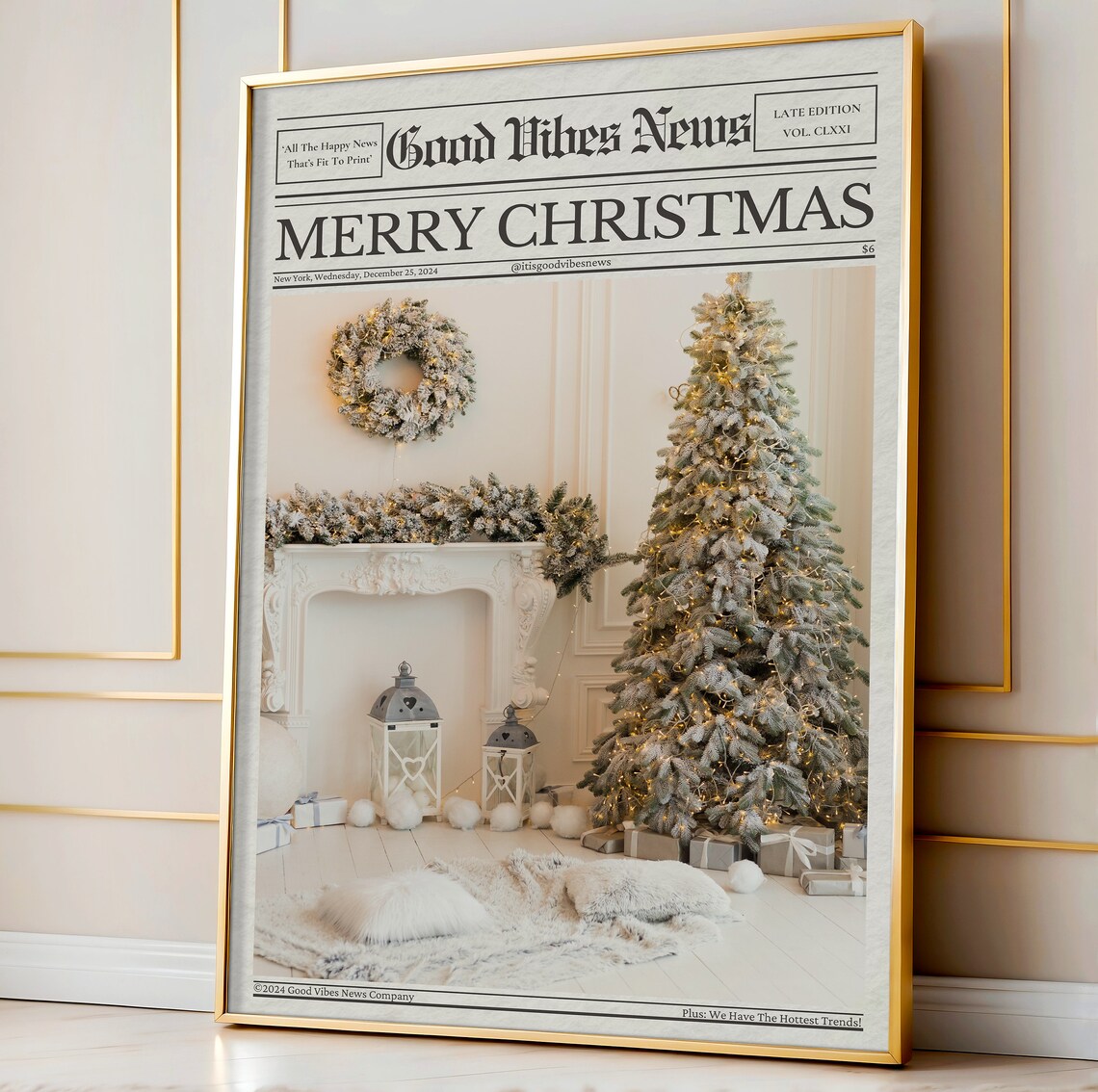 Christmas Newspaper Christian Print, Holiday Poster