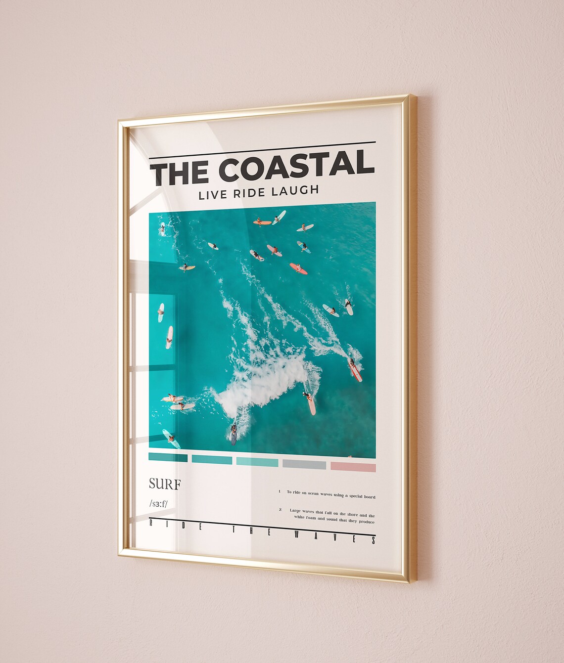The Coastal Live Ride Laugh Aerial Surfers Turquoise Ocean Wave Surf Poster - Image 2