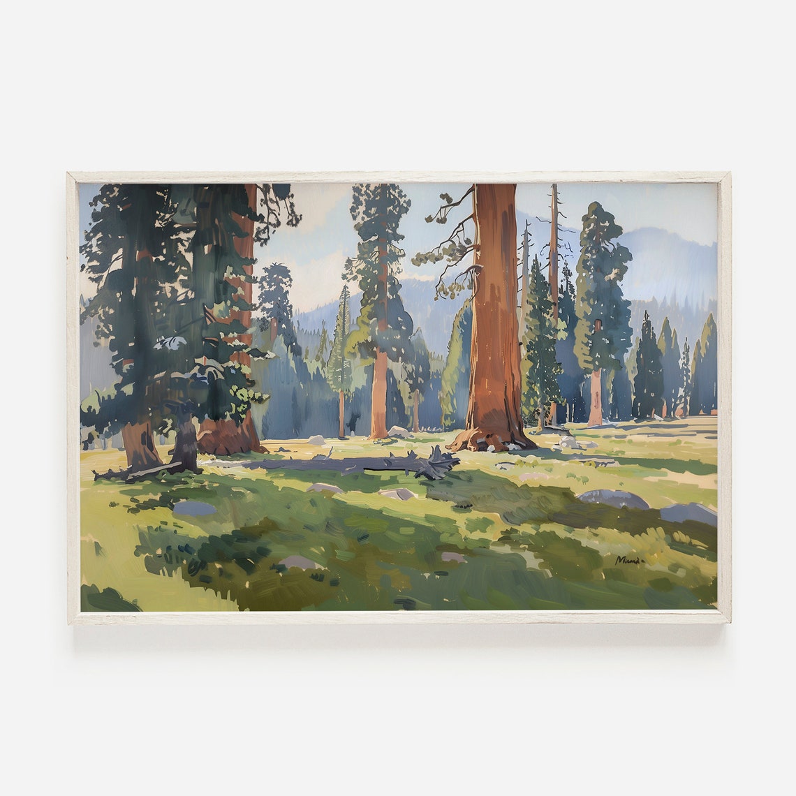 Sequoia National Park Giant Redwood Forest Grove Painting Poster
