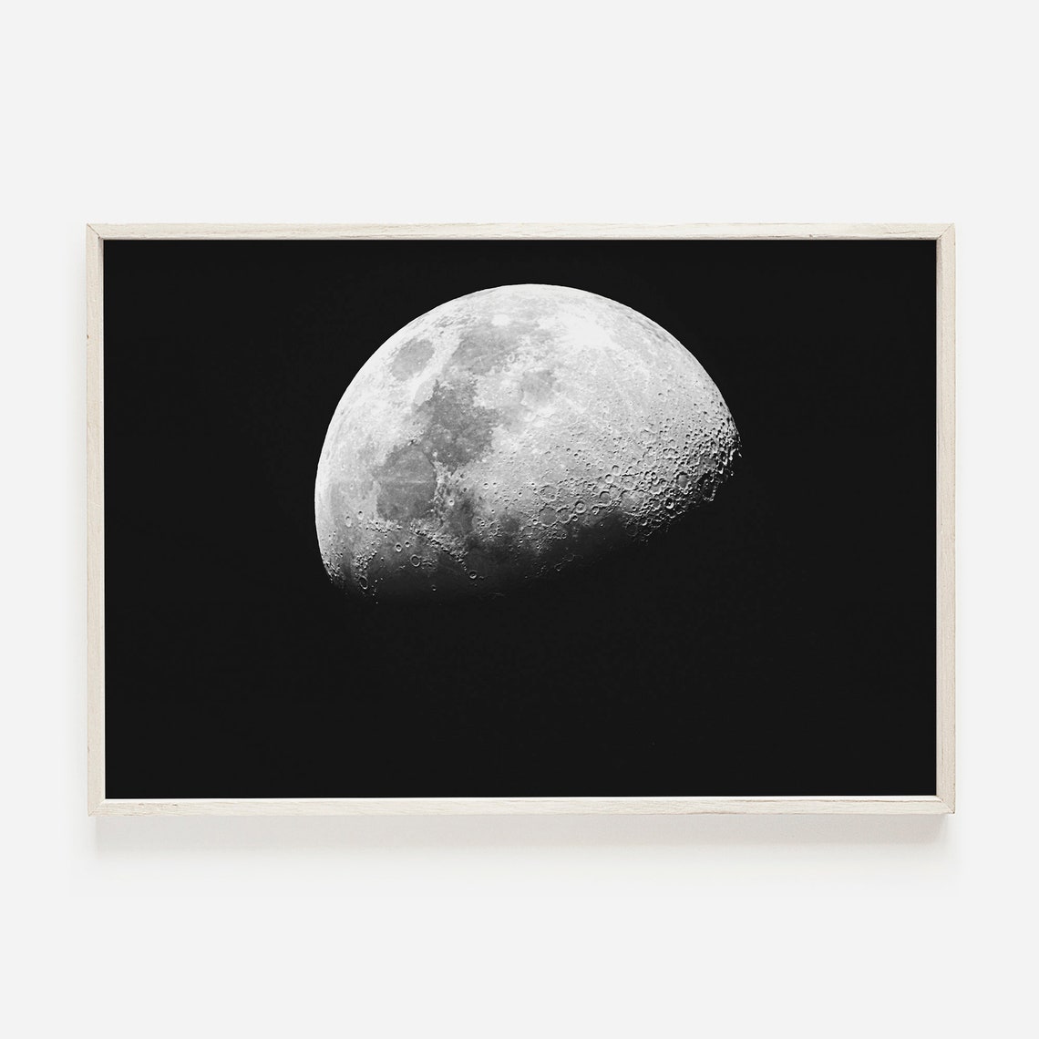Gibbous Moon Black White Astronomy Photo Large Space Art Poster