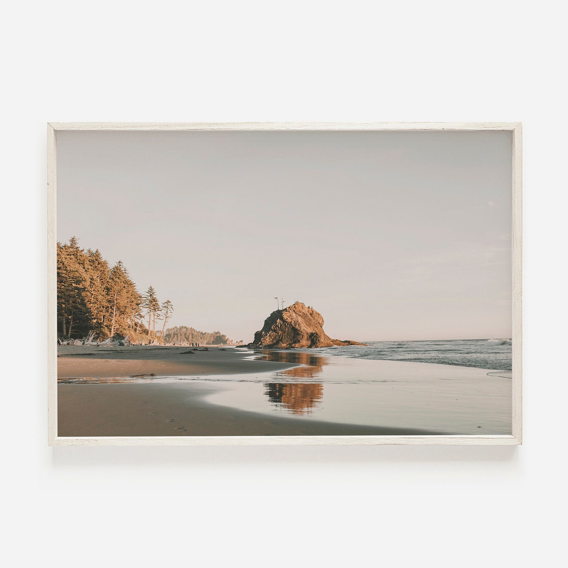 Cannon Beach Oregon Haystack Rock Reflecting Coastal Sunset Poster