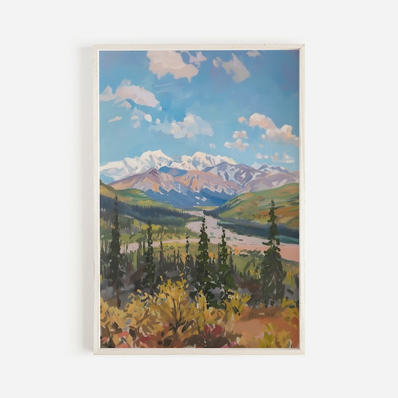 Denali National Park Alaska Snowy Peaks Summer Valley Poster