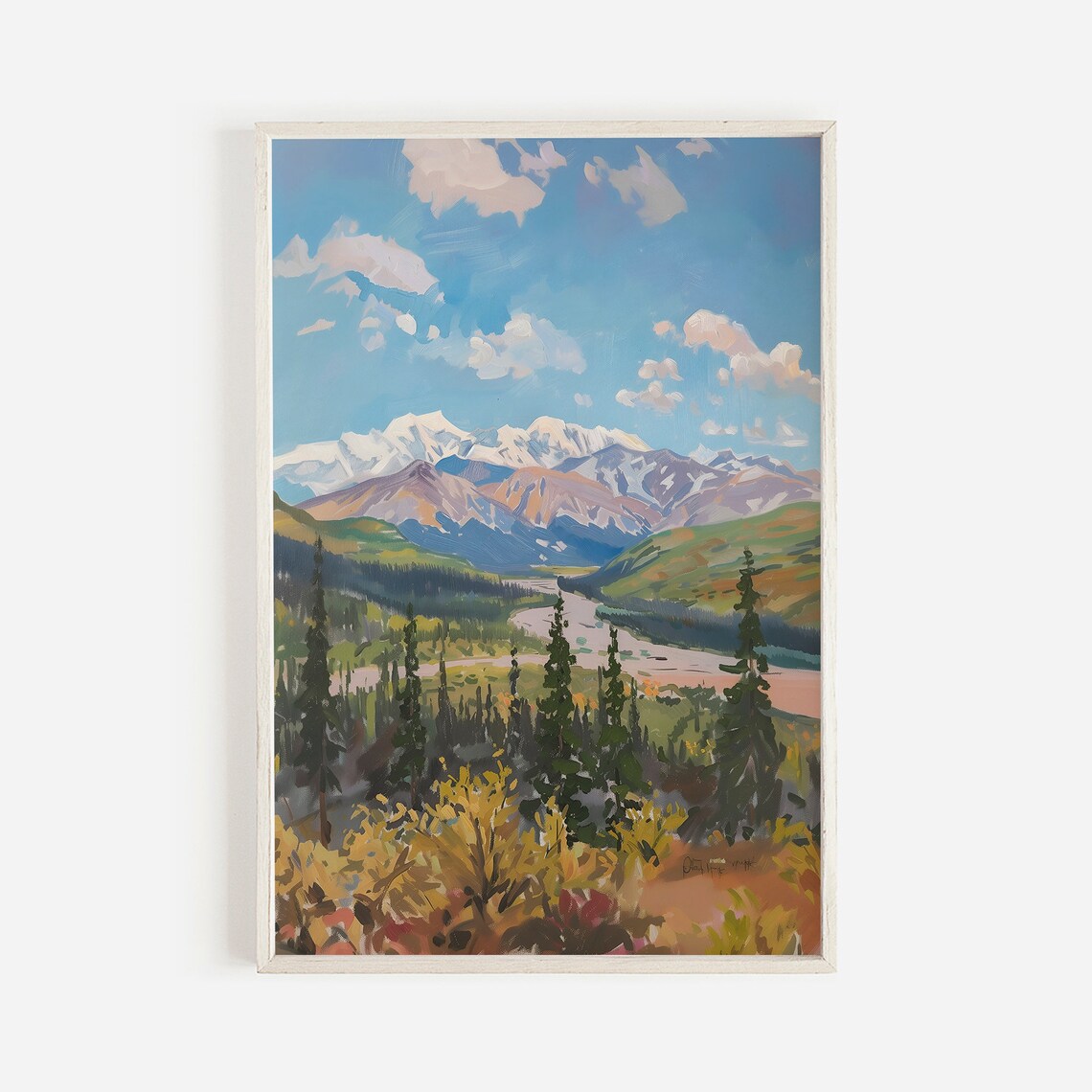 Denali National Park Alaska Snowy Peaks Summer Valley Poster