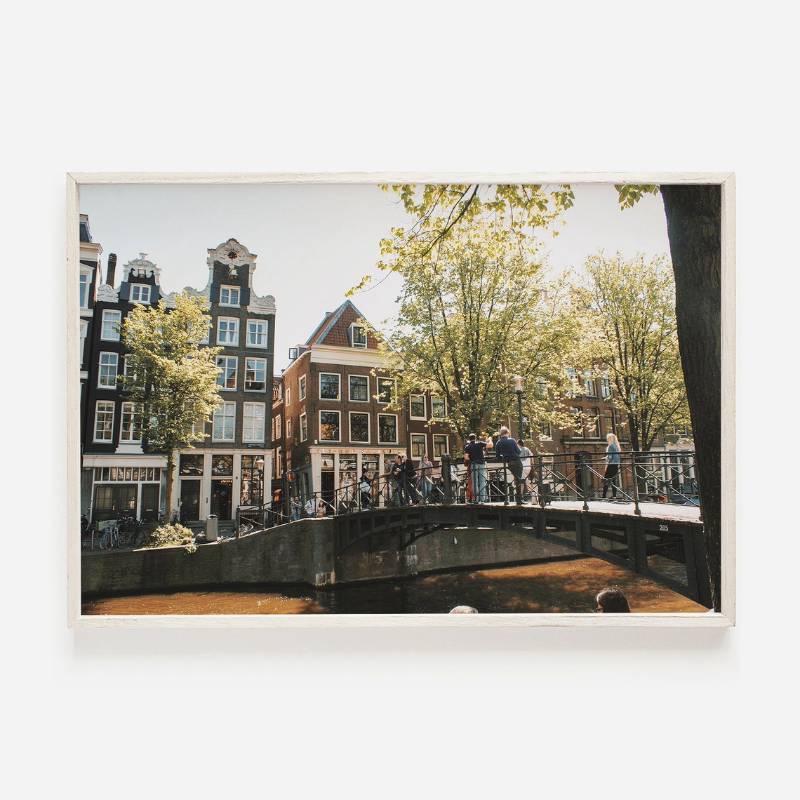 Amsterdam Canal Springtime Bridge Historic Architecture Travel Poster